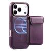 CASENEO For iPhone 17 Pro Magnetic Case PU Leather PC Phone Cover with Detachable Card Holder Kickstand Compatible with MagSafe