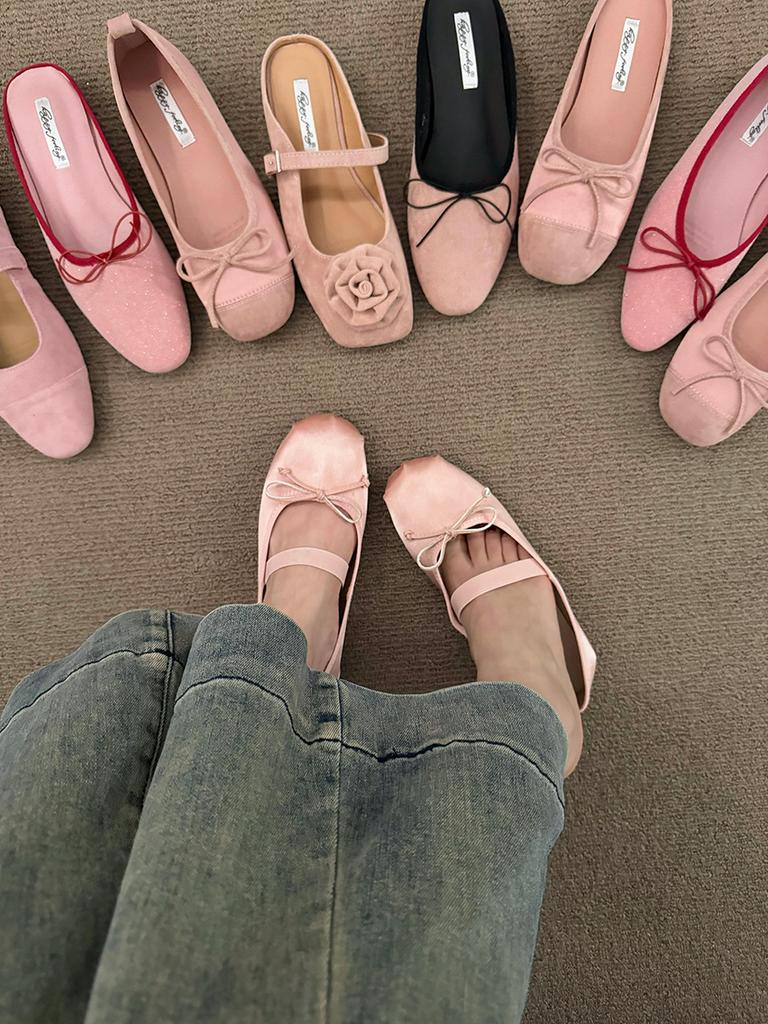 Lovely Pink Summer New Brand Women Flat Shoe Round Toe Shallow Slip On Ballerinas Shoes Soft Flat Heel Dress Ballet Shoe