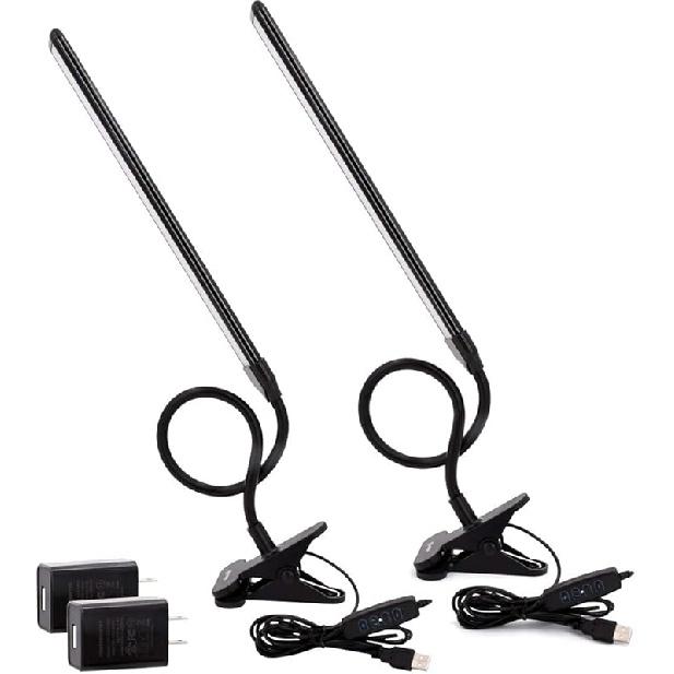 Clamp Lamp, Clip on Lamp, Desk Lamp with Clamp, 10W, 1100 LMS, 3 Color Modes, 10 Brightness Levels, 31 Inches Long Flaxible Gooseneck, Perfect for