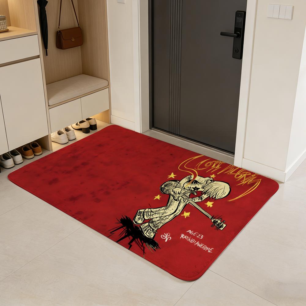 Comic S-Scott Pilgrim Floor Mat Flannel Door Mat Non-Slip Absorbent Washable Indoor Home Rug