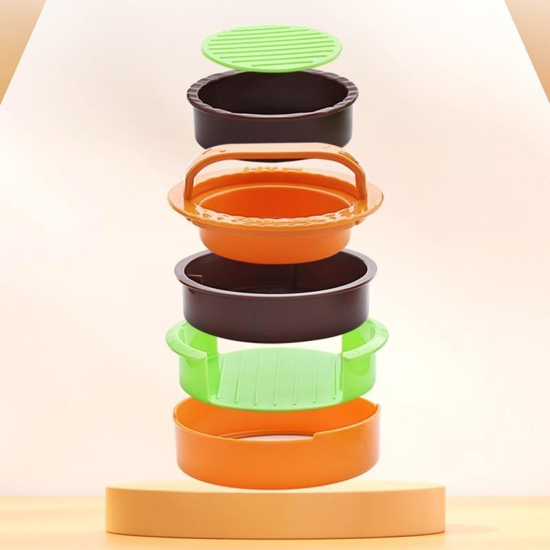 Hamburger-Presse-Set - Runde Fleisch-Patty-Form mit Presse, Spatel & Schneider-Set, Perfekt für hausgemachte Burger, BBQ & Küchenkochen