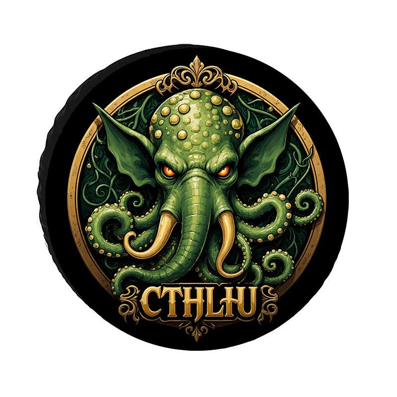Cthulhu Tire Cover Scary Green Monster Waterproof Protective Polyester Wheel Case for Car SUV