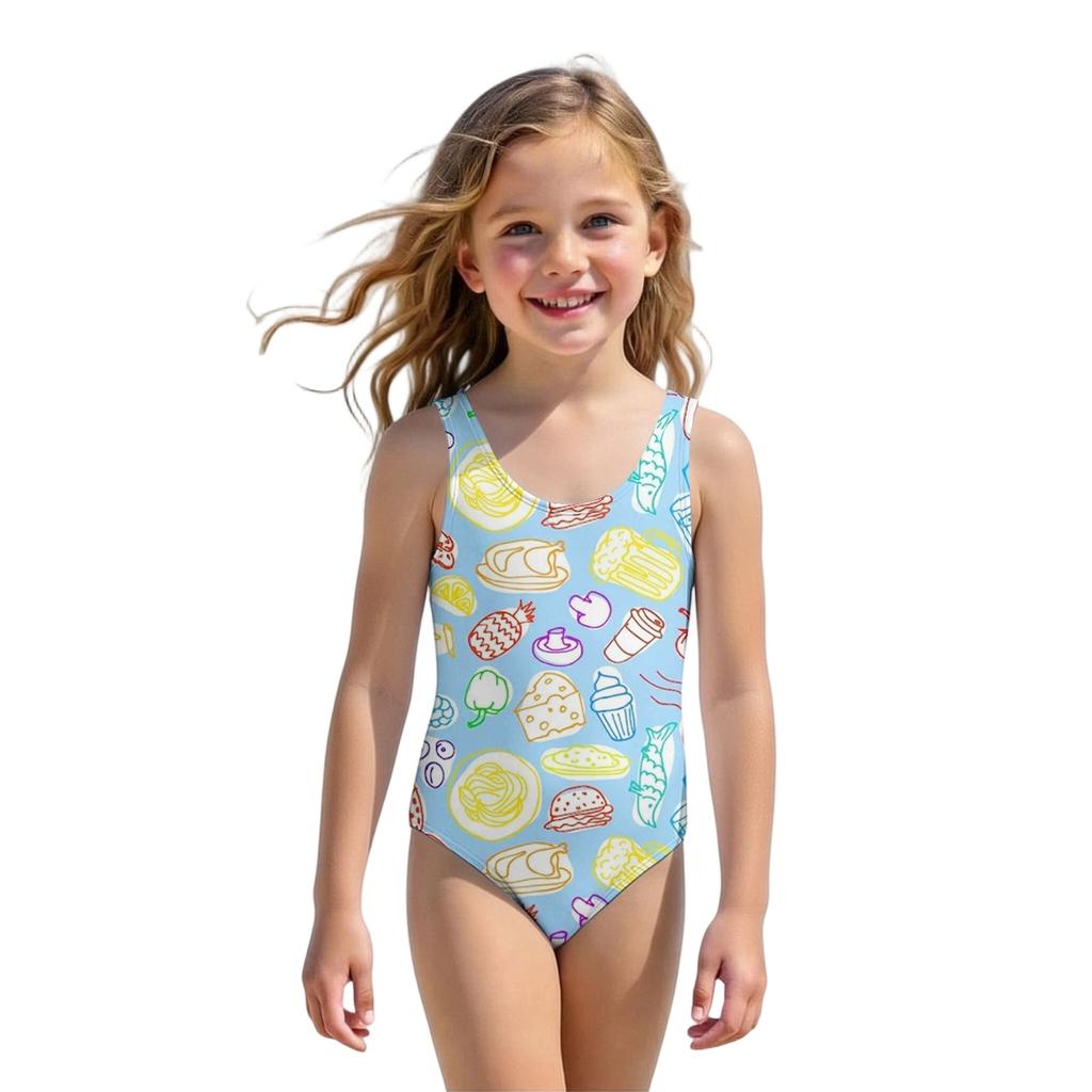 Girls One Piece Swimsuit Summer Kids Fruit Print Swimwear Toddler Bathing Suit Children Casual Beachwear for Swimming Pool
