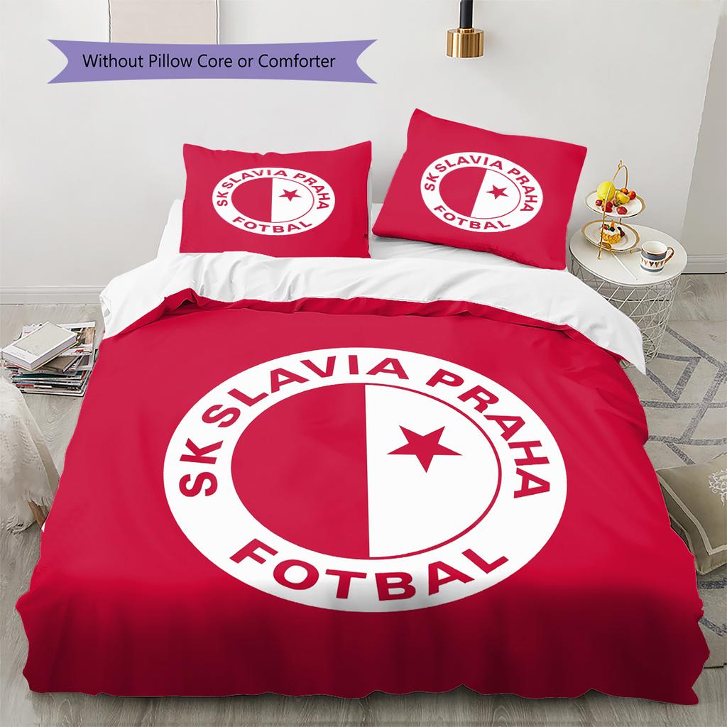 SK Slavia Praha Pattern Bedding Home Decoration Birthday Gift (1 * Duvet Cover + 2 * Pillowcase, Without Core)