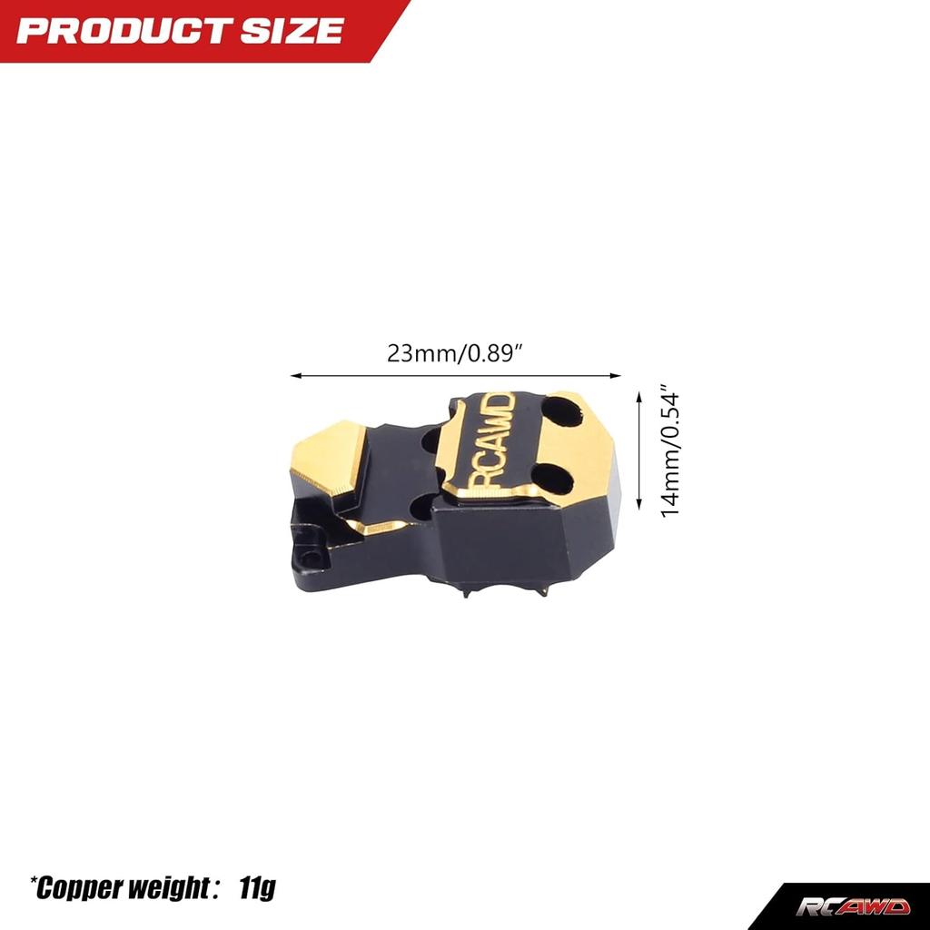 RCAWD 12g Brass Axle Housing Diff Cover Third Member Housing 2pcs for Axial SCX24 Wrangler Bronco Gladiator C10 Deadbolt Upgrade Parts (Black)