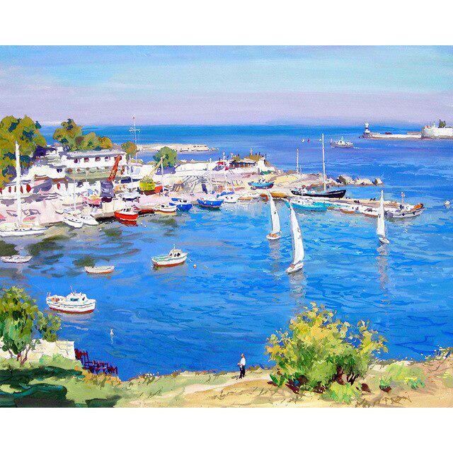 Pintura diamante redonda completa cidade noite bordado bordado paisagem decoração de casa