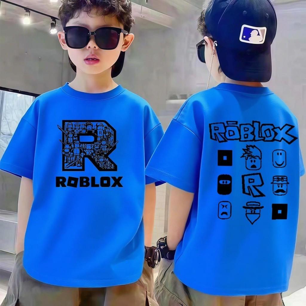 Korean children's T-shirt, Roblox printed round neck top, men's T-shirt