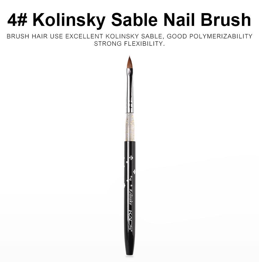 kads Størrelse 4# Neglebørste Akryl Kolinsky Sable Svart Børste for Nail Art Børste Nail Art Bygger Design Akrylmaling UV Gel Penn