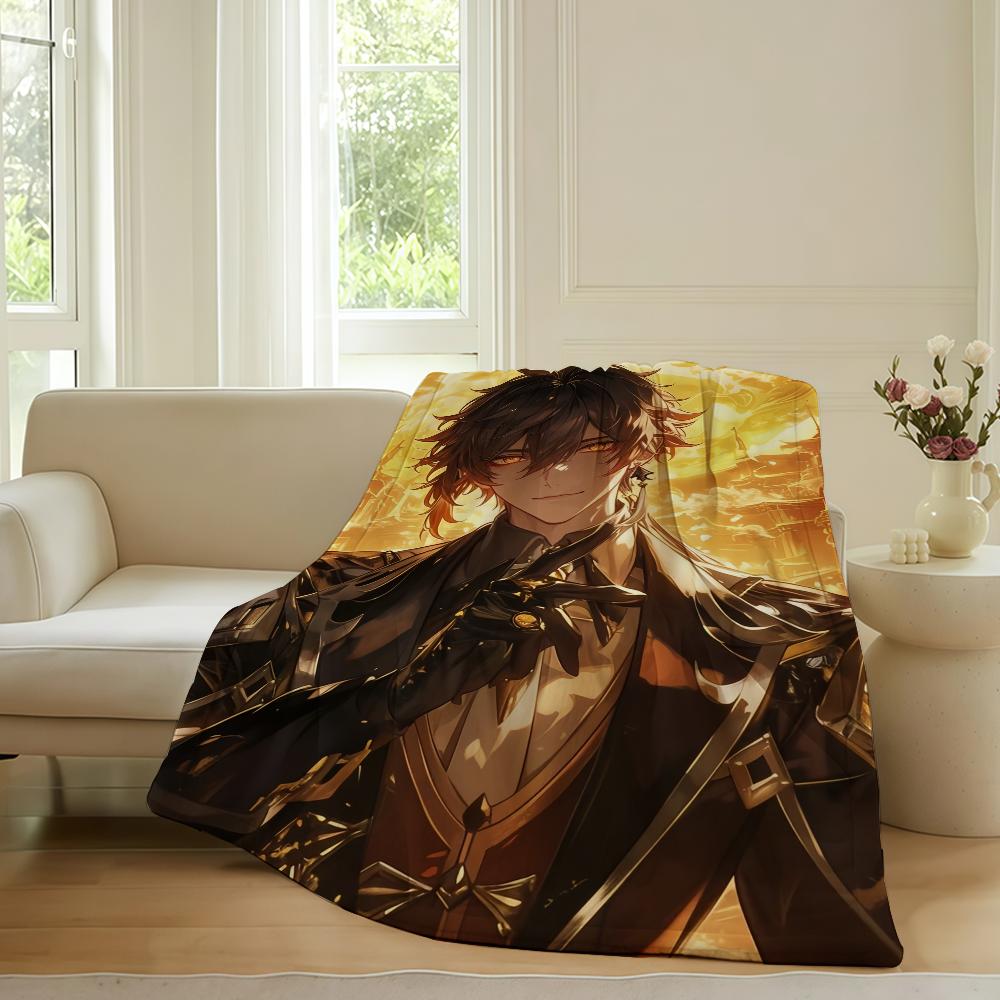 Game Genshin Impact Zhongli Blanket Warm Soft Suitable For Bedroom Sofa Bed Living Room Office Travel Camping Gifts