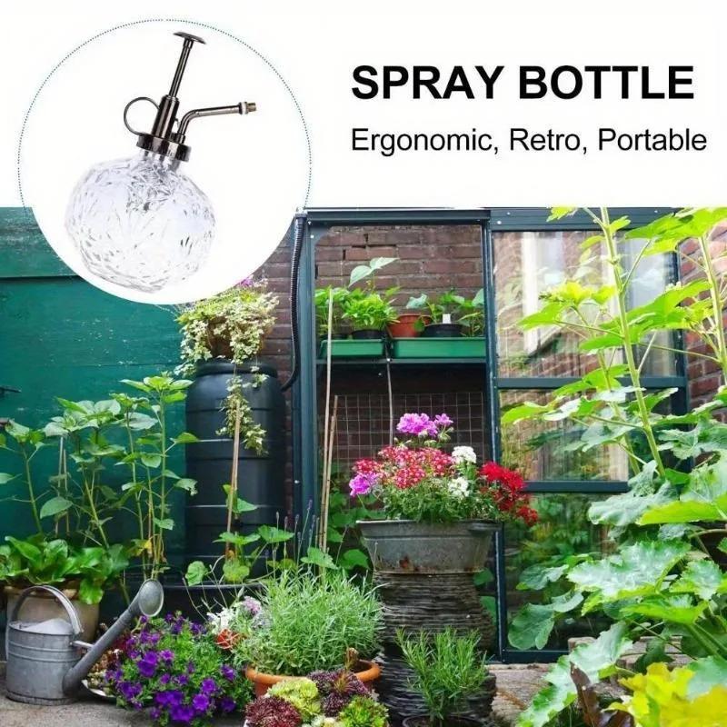 1PC Vintage Mini Spray Bottle Storage Bottle Translucent Glass Non-slip Bottom Watering Jar Sprinkling Bottle Gardening