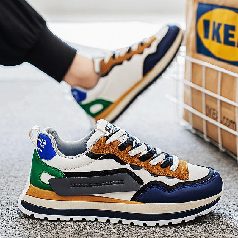 Men's Shoe Trend Brand High-end Versatile Casual Sports Running Leather Surface Waterproof Thick Sole Height Increasing Forrest Gump Dad Shoes