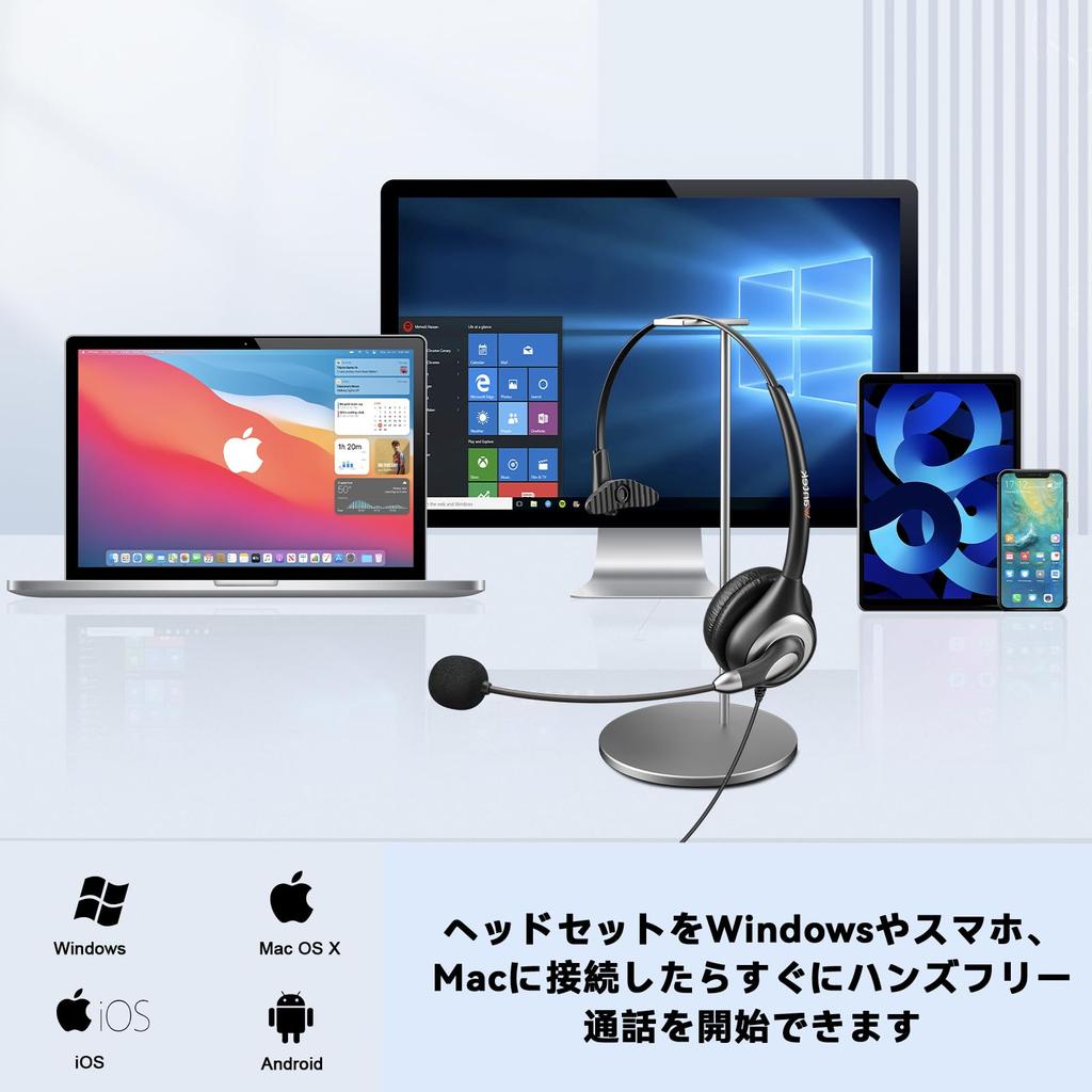 Wantek Headset USB Single Ear with Noise Cancelling Microphone Volume Control Controller Wired PC Headphones for Web Working from Business Remote