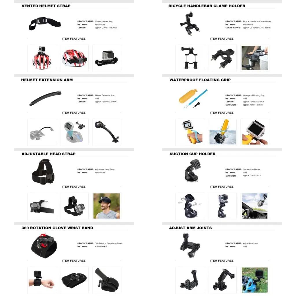 50 In 1 Action Camera Accessory Kit For Gopro Hero 11/10/9/8/7/6/5/4 Gopro Max Fusion Insta360 Akaso Dji Osmo Action Cameras