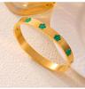 Elegant Gold-Plated Titanium Steel Bracelet with White Shell Flower and Geometric Acrylic Inlay