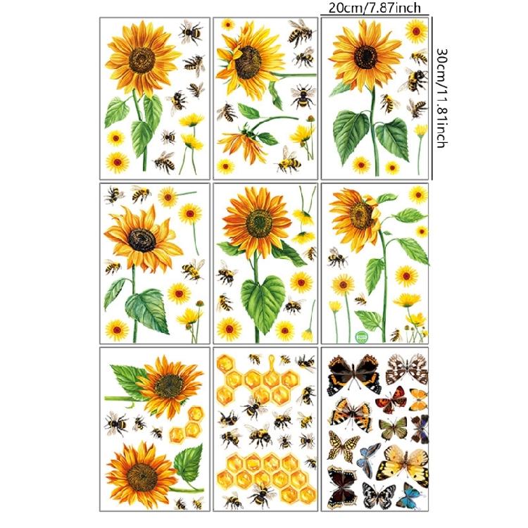 9 Sheets Reusable Spring Window Clings Sticker with Bright Color and Rich Pattern for Shopkeepers and Home Decoration