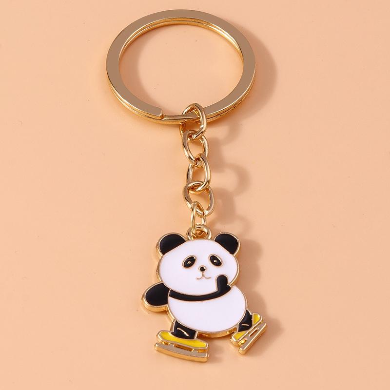 Cute Enamel Panda Keychain Cat Keyring Pendant for Car Key Holder Women Girls Handbag Accessories DIY Jewelry Gifts