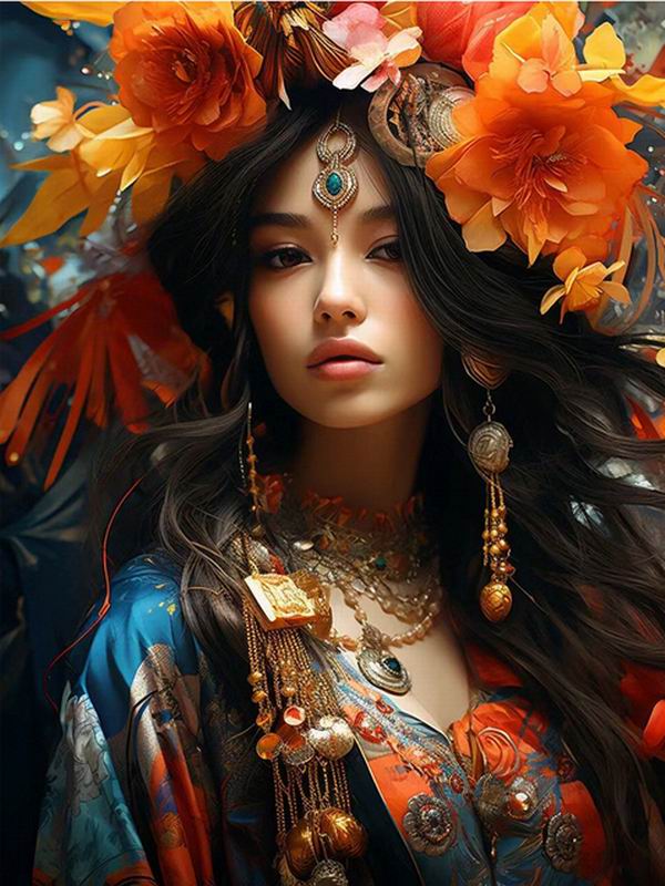 

Элегантная женская алмазная живопись «сделай сам», квадратная круглая дрель, стразы, вышивка, женская цветочная мозаика, наборы для вышивки крестиком, Настенный декор Round drill 40x50cm