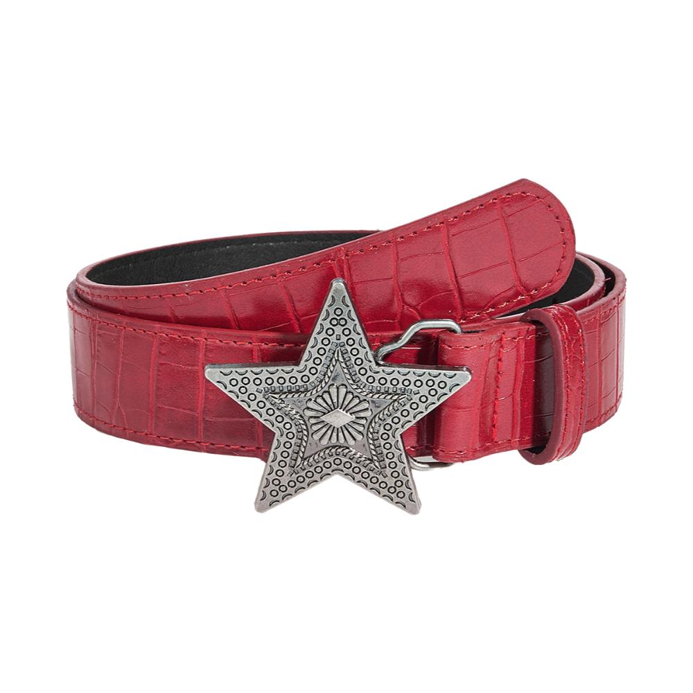 Red Fashion Jeans Belt Five-pointed Star Buckle Hip-hop Waistband Retro Women's Belt
