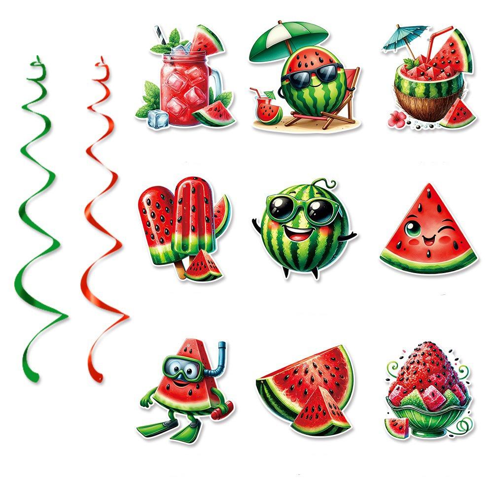 Paper Hello Summer Banner Festival Watermelon Spiral Hanging Flag  Party Favors