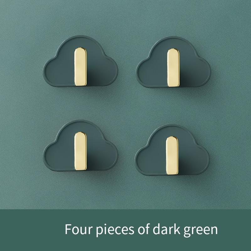 

1шт Облако Г-образный крючок настенный не прокалывающий не оставляющий следов самоклеящийся крючок для кухни ванной сумки ключ креативный крючок темно-зеленого