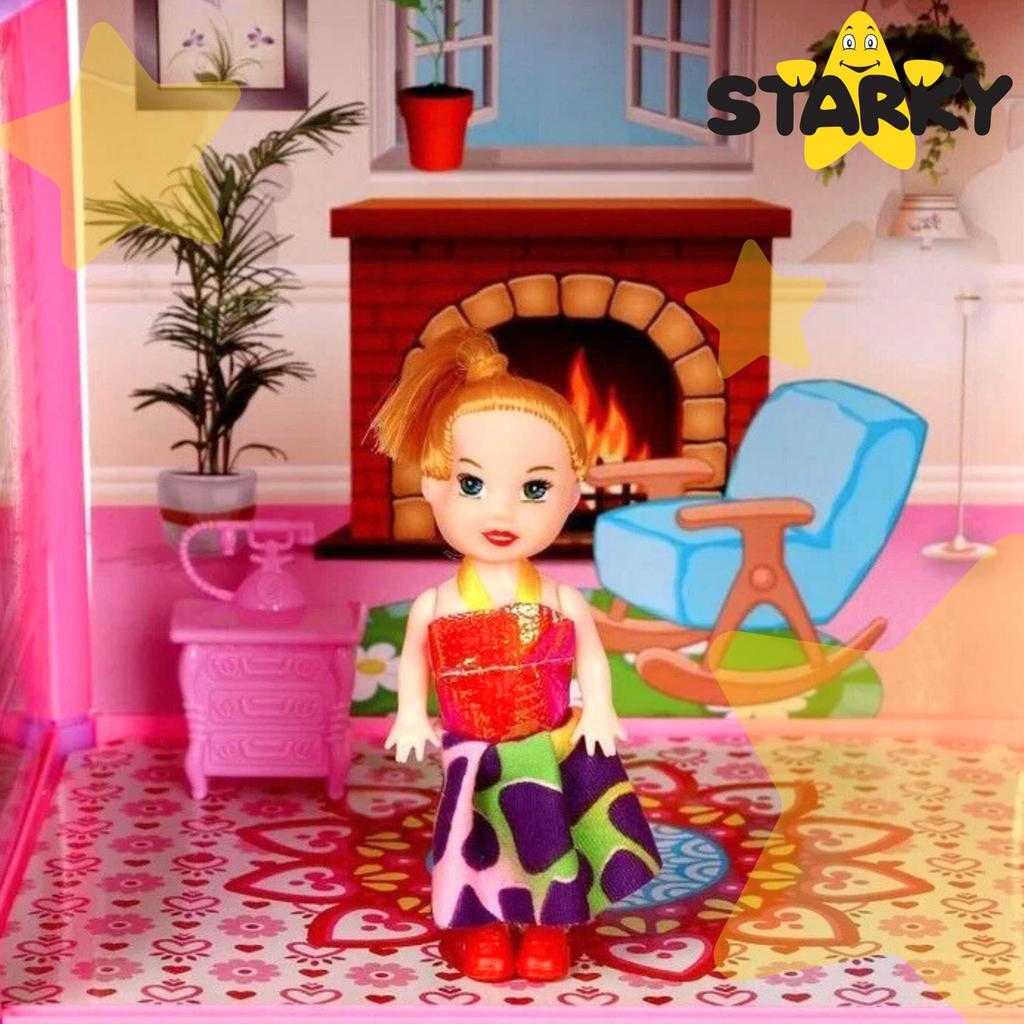 Dollhouse furniture accessories set 129 pcs villa pink gift for a girl