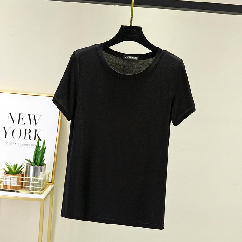 Women's Plus Size Round Neck Short Sleeve T-Shirt - Summer Solid Color Versatile Inner/Outer Layer