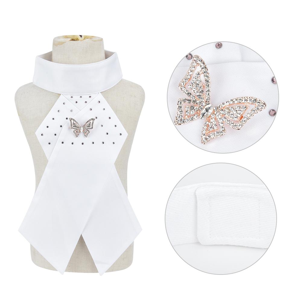 3PCS Combed Cotton White Adults Children Horse Riding Collar Flower Necktie Brooch Equestrian AccessoryButterfly Free