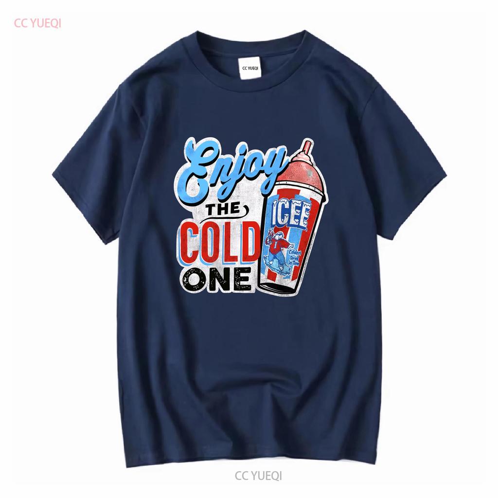 Lizenziertes Genießen Sie das Kalte Icee Slushie Erwachsenen Rundhals T-Shirt lang- oder kurzärmelig Vintage Gewaschene Mode Weich Vielseitig