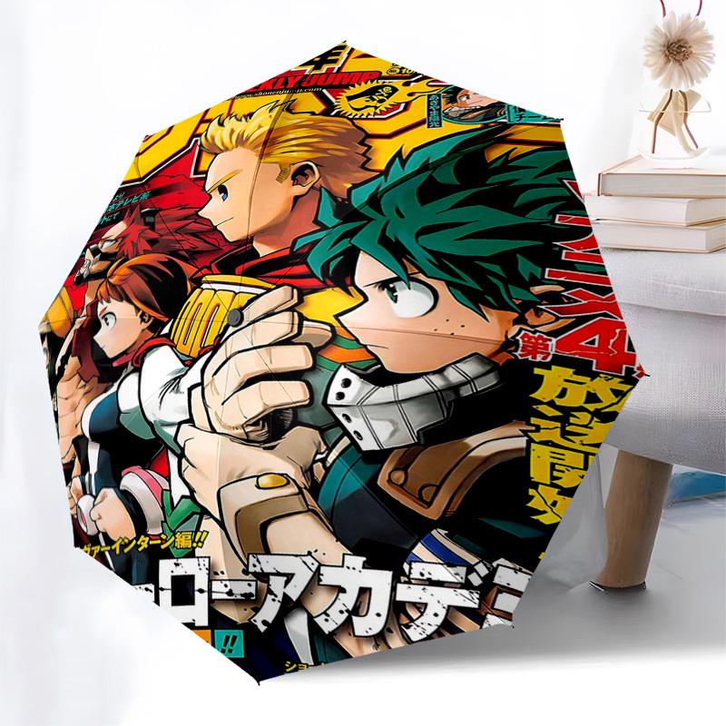 1pc My Hero Academia Automatic Folding Umbrella, Portable 3-Fold Design with 8-Bone Iron Frame, Perfect for Fans, Travelers, Everyday Use, and Festive