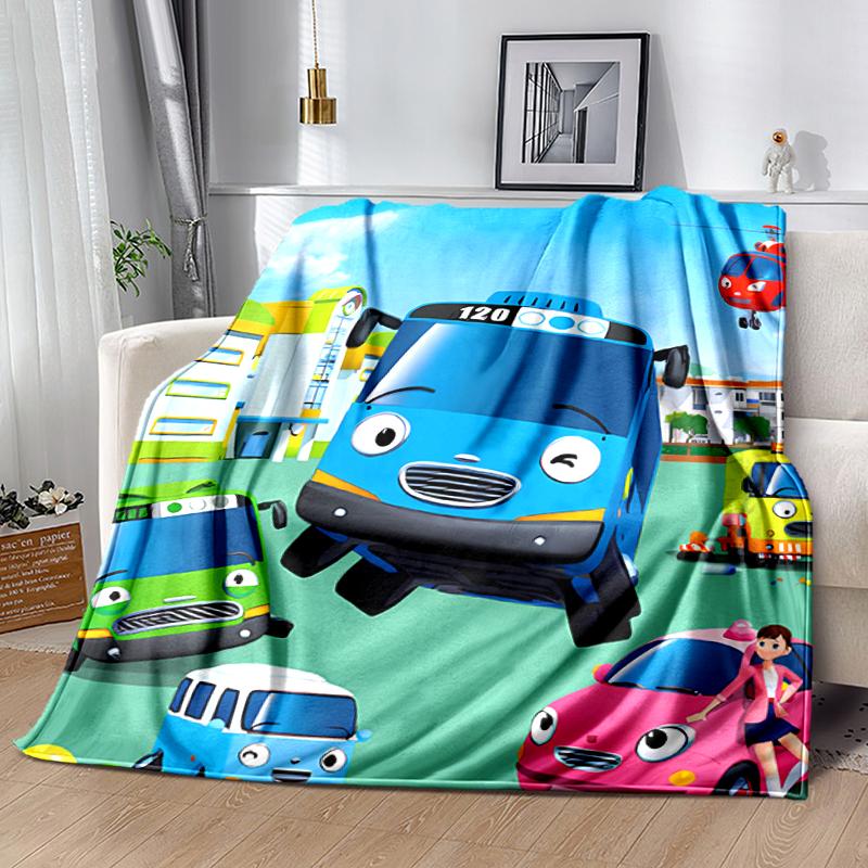 1pz Coperta il piccolo autobus Tayo Design Stampato, Coperta Leggera per Divano, Letto - Morbida e Calda, Regalo per Tutte le Stagioni come Natale, Halloween