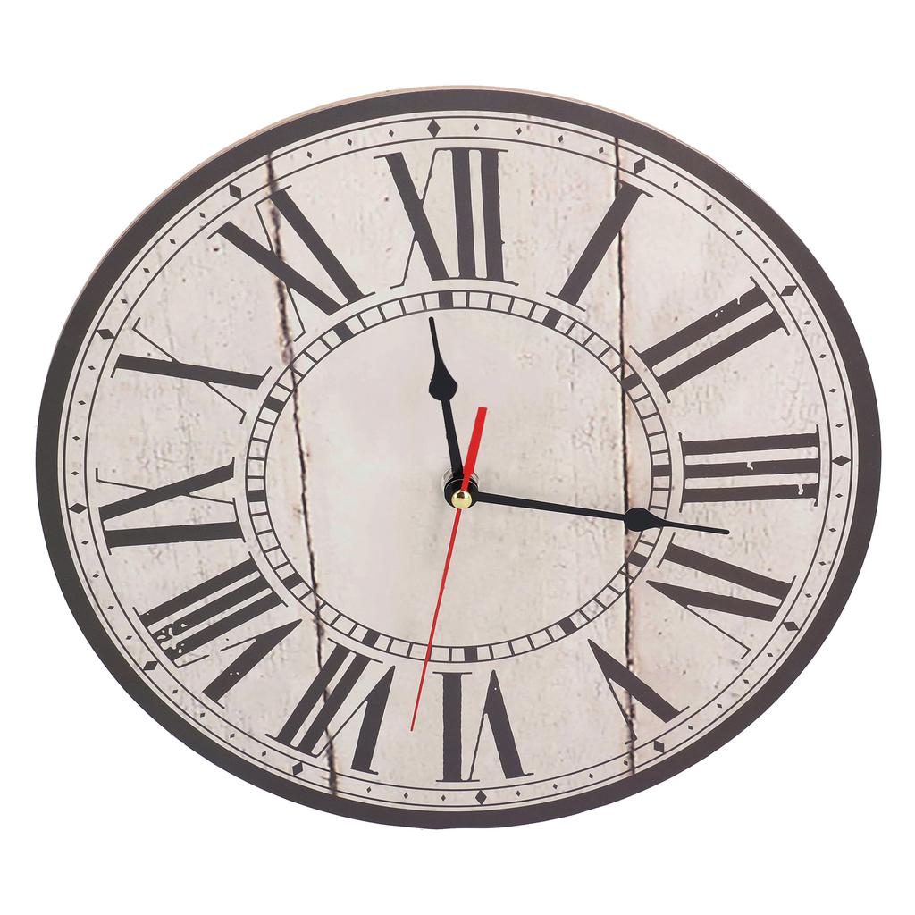Wall Clock Silent Retro Vintage Style Wooden Round Clock with Roman Numerals Scale for Home Kitchen Office School