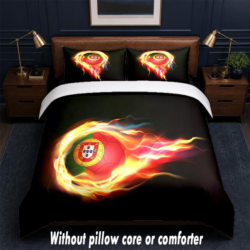 Portugal national football team Design Bed Bedding Set 1 Duvet Cover + 2 Pillowcases Soft Breathable Household Bed Linens