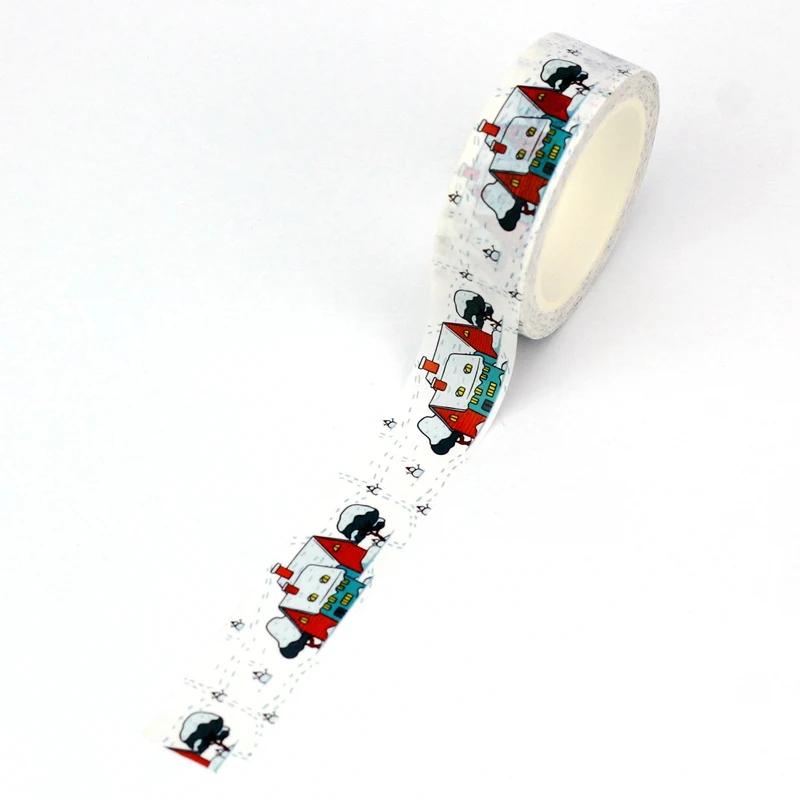 NEW 1X 10M Decor Christmas Houses Washi Tape Set for Scrapbooking Adhesive Masking Tape Cute Journaling Kawaii Papelaria