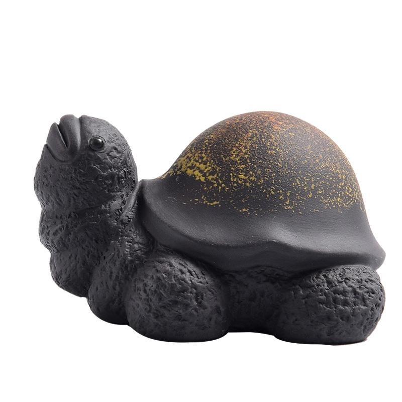 Handmade Mini Purple Clay Turtle Tea Pet Nurturable Animal Figurine for Gongfu Tea Ceremony Home Desk Decor Gift
