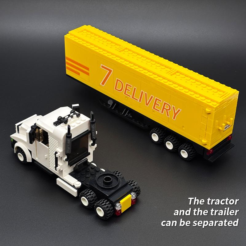 Set di Blocchi da Costruzione Camion da Trasporto Logistica Urbana Veicolo Modello Contenitore Cargo Robusto Semirimorchio Giocattolo da Costruzione Regalo