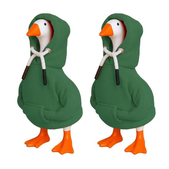 2Pcs Mini Goose Hoodie 7 Inch Desk Goose Outfit Tabletop Goose Statue Costume for Magnetic Goose Figurine Key Holder Table Decor