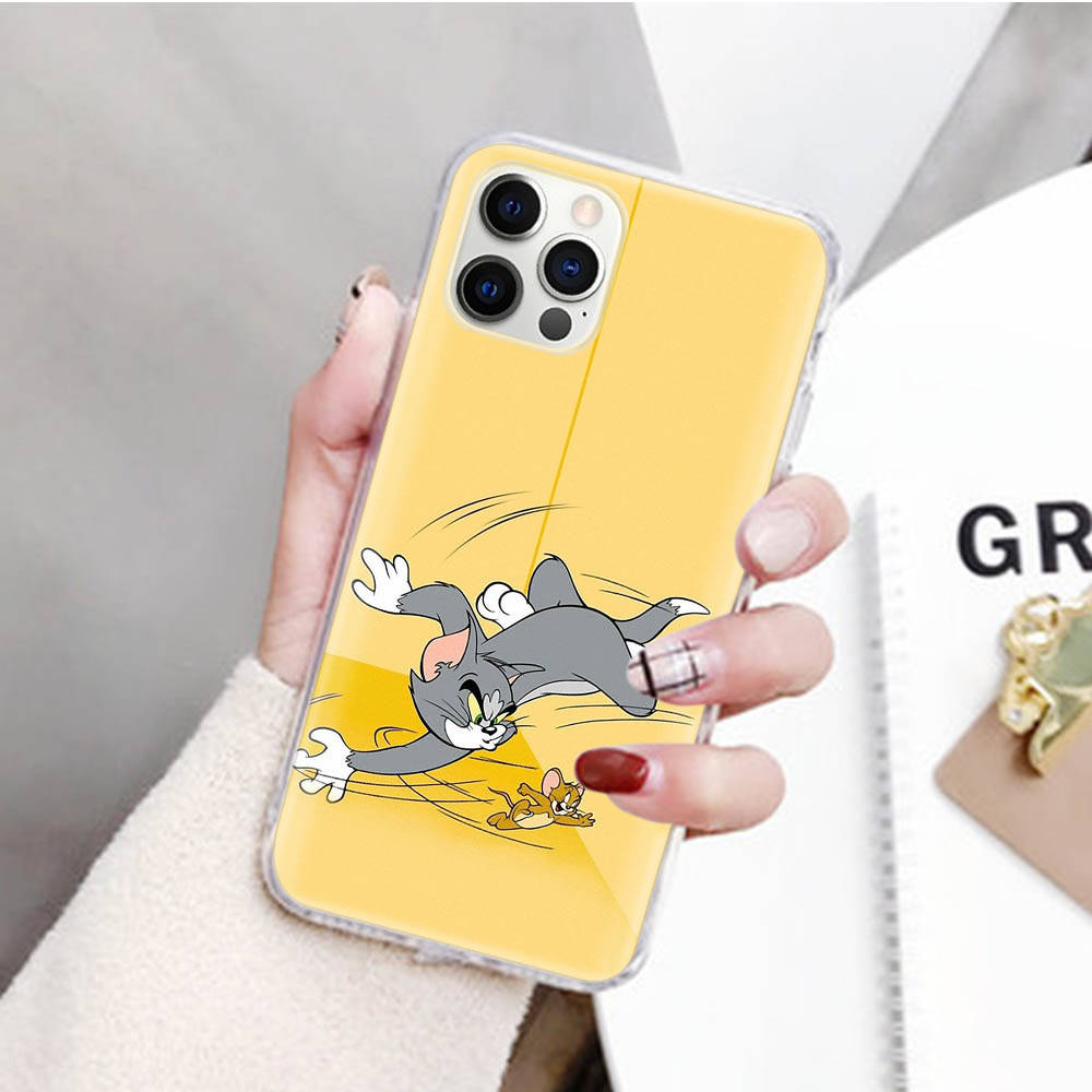 JT49 Tom and Jerry Transparent Case for Samsung A04 A14 A23 M33 M53 Realme 10 9 C35 C55 VIVO Y02 X80 Infinix Hot 30 Note 11 Tecno Spark 8P Pro