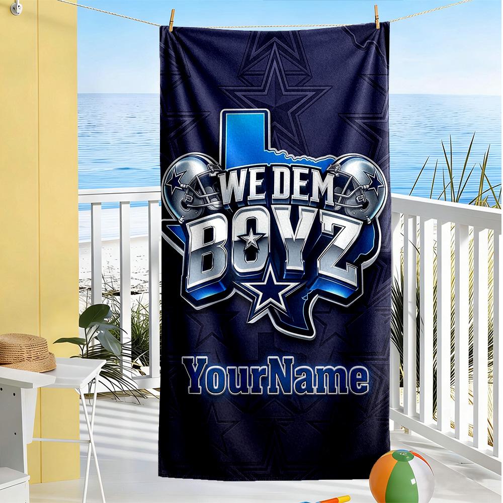Dallas Customize Text Beach Towel High Absorbency & Quick-Dry Portable for SwimmingBeachCamping Travel Beach AccessoriesGym