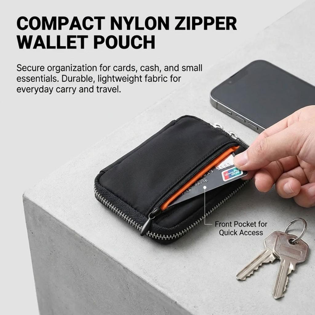 Slim-style Waterproof Nylon Small Wallet, Multi-functional Card Holder, Keychain, Women's Coin Purse