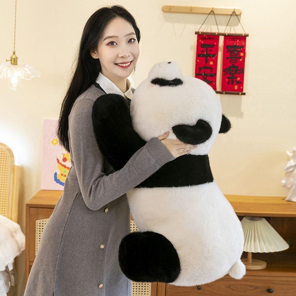 Crouching Posture Panda Stuffed Doll Fluffy Soft Panda Plush Doll Funny Panda Plush Toys  Children