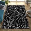 Polyester Anti-Slip Music Rug for Living Room Bedroom Decorative Carpet with Black White Musical Notes