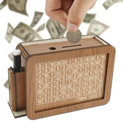 Caixa de Economias de Dinheiro Madeira Cofre de Porquinho Caixa de Dinheiro com Contador Cofre de Porquinho para Dinheiro Caixa de Economia de Meta de Dinheiro Decoração de Casa Retrô Presentes de Ano Novo