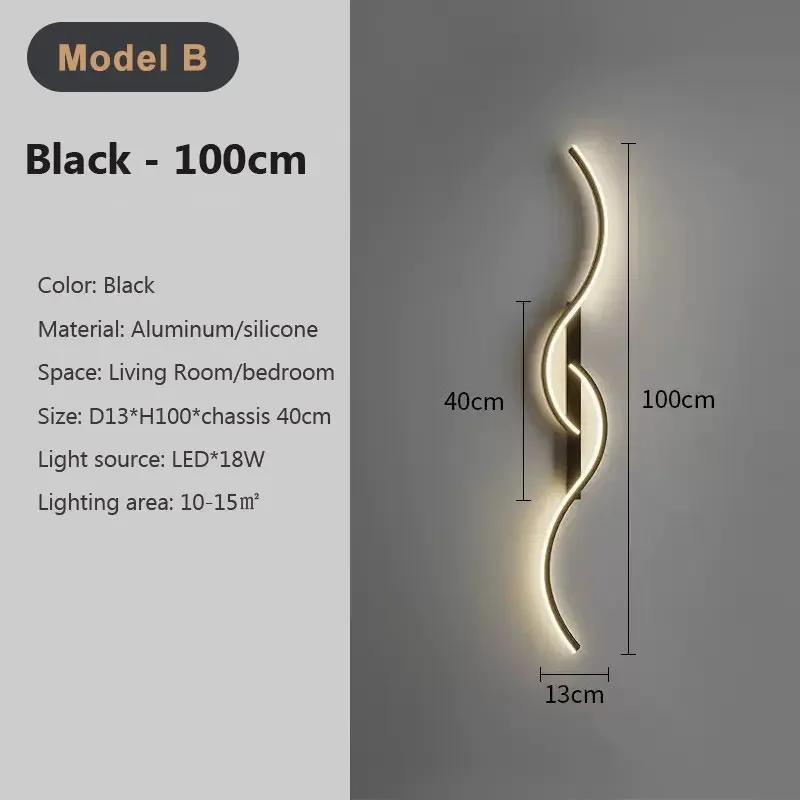 Modern LED Wall Light Long Strip Bedside Lamp TV Background Decorative Indoor Lighting for Bedroom Living Room Home Fixture