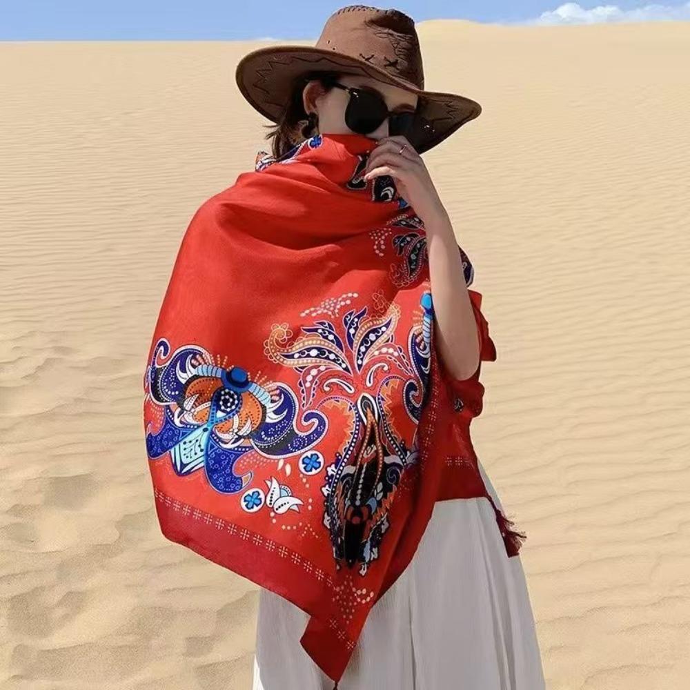 Chaka Salt Lake Great Northwest Tourism Ethnic Style Scarf Silk Scarf Women'S Summer Seaside Beach Shawl Sunscreen Thin