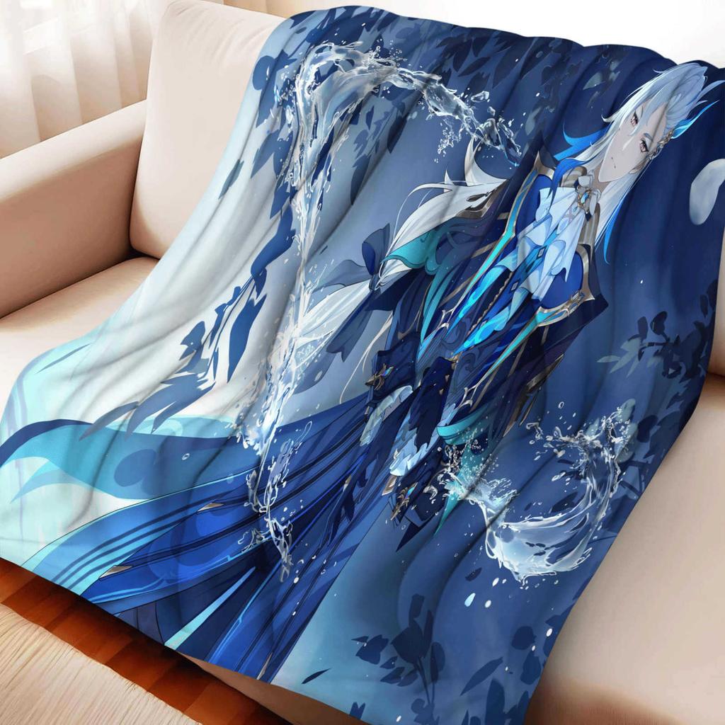 Game Genshin Impact Neuvillette Nap Blanket Warmth Soft Air Conditioning Otaku Flannel Blanket Multifunctional Decor Blankets
