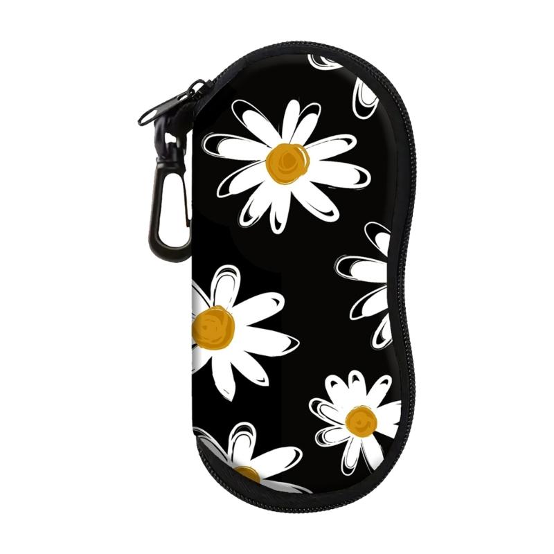 Stylish Flower Printed Glasses Case With Secure Zippers Closures Compacts For Sunglasses Storage And Travel Accessories