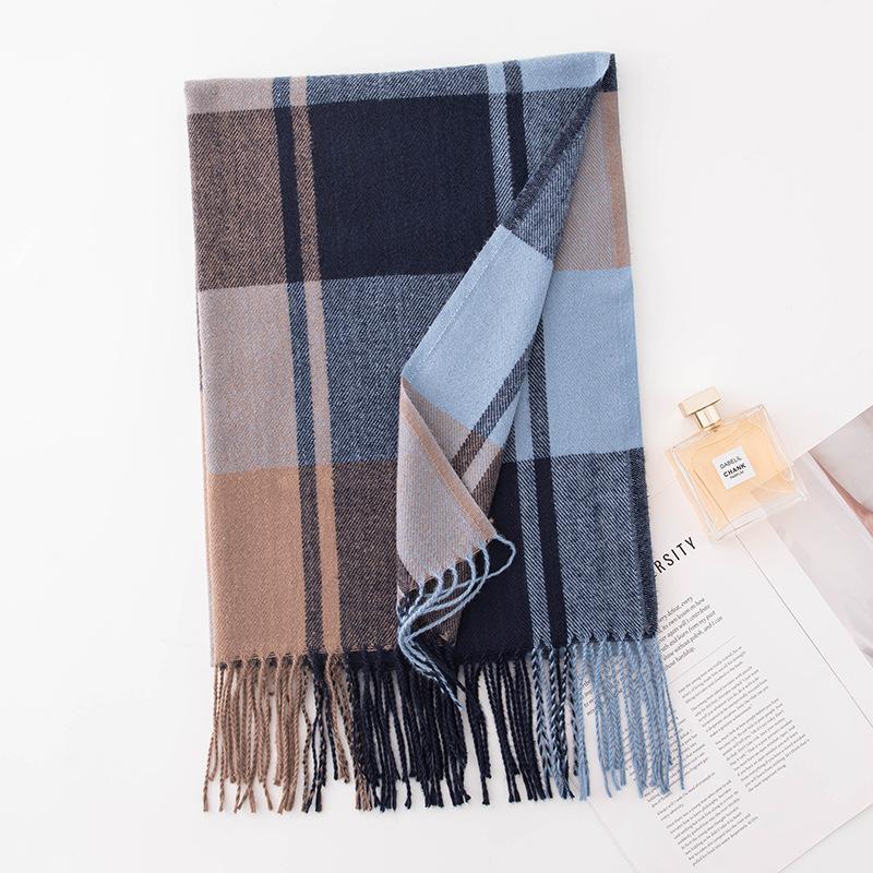 Imitation Cashmere Plaid Scarf for Women Autumn and Winter New High End Atmosphere Couple Dual Use Scarf Warm Shawl