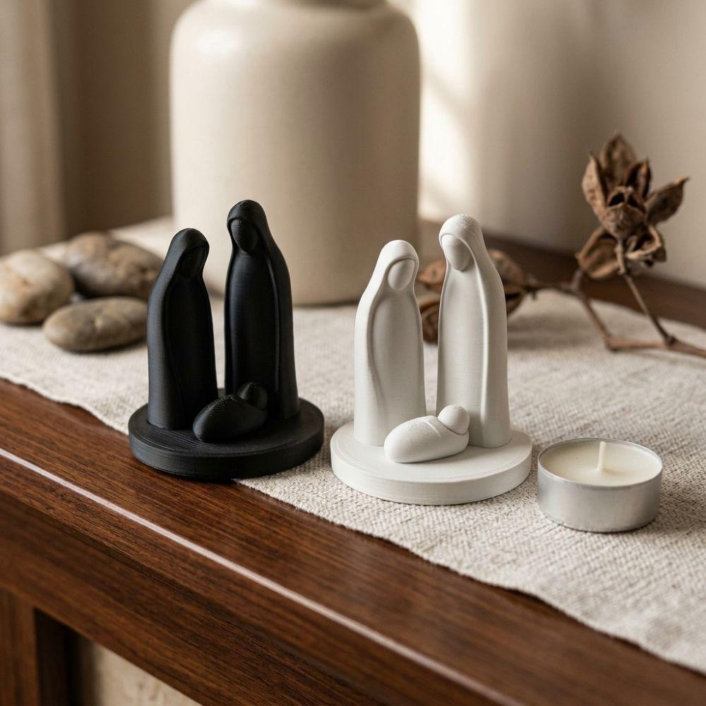 Minimalist Mini Nativity Scene Figurine 3D Printed Jesus Birth Sculpture Religious Gifts