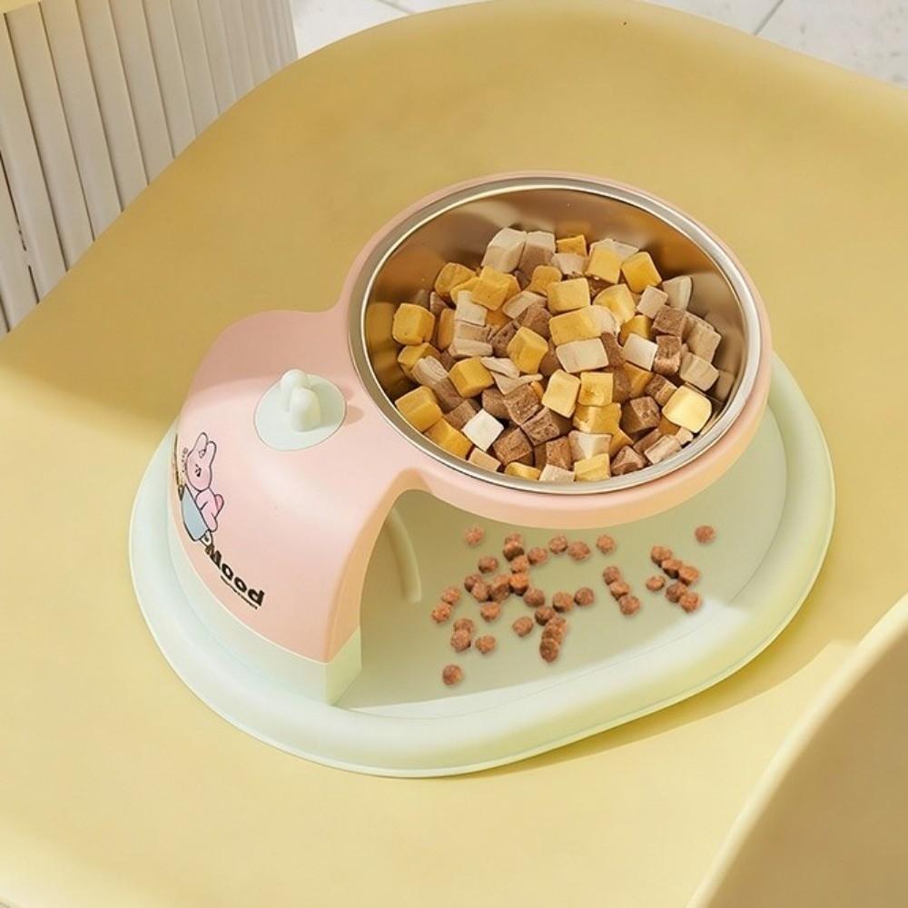 Dog Food Bowl Cartoon Elevated Pet Feeder Non-Slip Base Anti-Tipping Suspended Cat Bowl Anti-leak Water Food Bowl Dog Watering