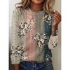 Women's Floral Long Sleeved Shirt with Casual Round Neck Suitable for All Seasons